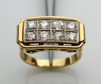 ART DECO prsten s diamanty 1,20ct. (8x0,15ct.) - rok 1930