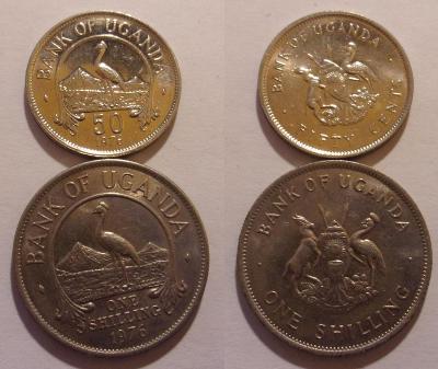 Uganda 50 cent a 1 šilink 1976 magnetické