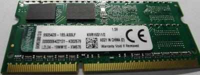 KINGSTON KVR16S11/2 1.5V, DDR3, 1600 MHz, záruka