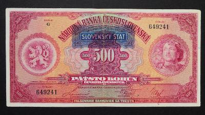 500 korun 1929,serie G pretisk SS,neperforovana !!