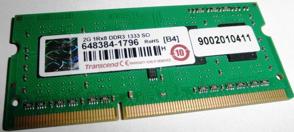 TRANSCEND 2GB 1Rx8 DDR3 1333 SO, záruka - Počítače a hry