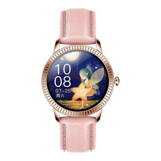 Deveroux Fitness hodinky CF18PRO kožený řemínek, růžový