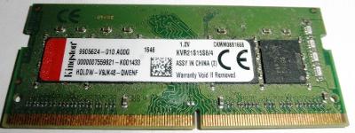 KINGSTON KVR21S15S8/4, 2133 MHz, DDR4, záruka