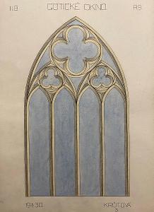 E. Krůtová, Gotické okno - grafický návrh 1930