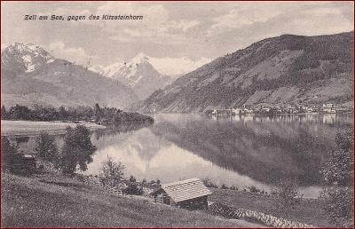 Zell am See * část města, jezero, hory, Alpy * Rakousko * Z788