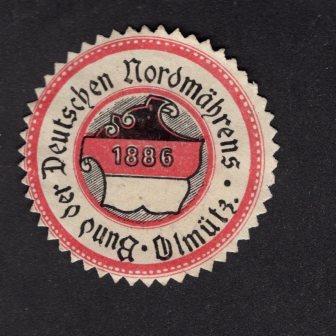 Nálepka : OLOMOUC 1886 - Bund der Deutschen Nordmahrens