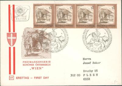 13B1470 Obálka 1. dne vydání Gross Siegharts - Plzeň, 4-páska  známek