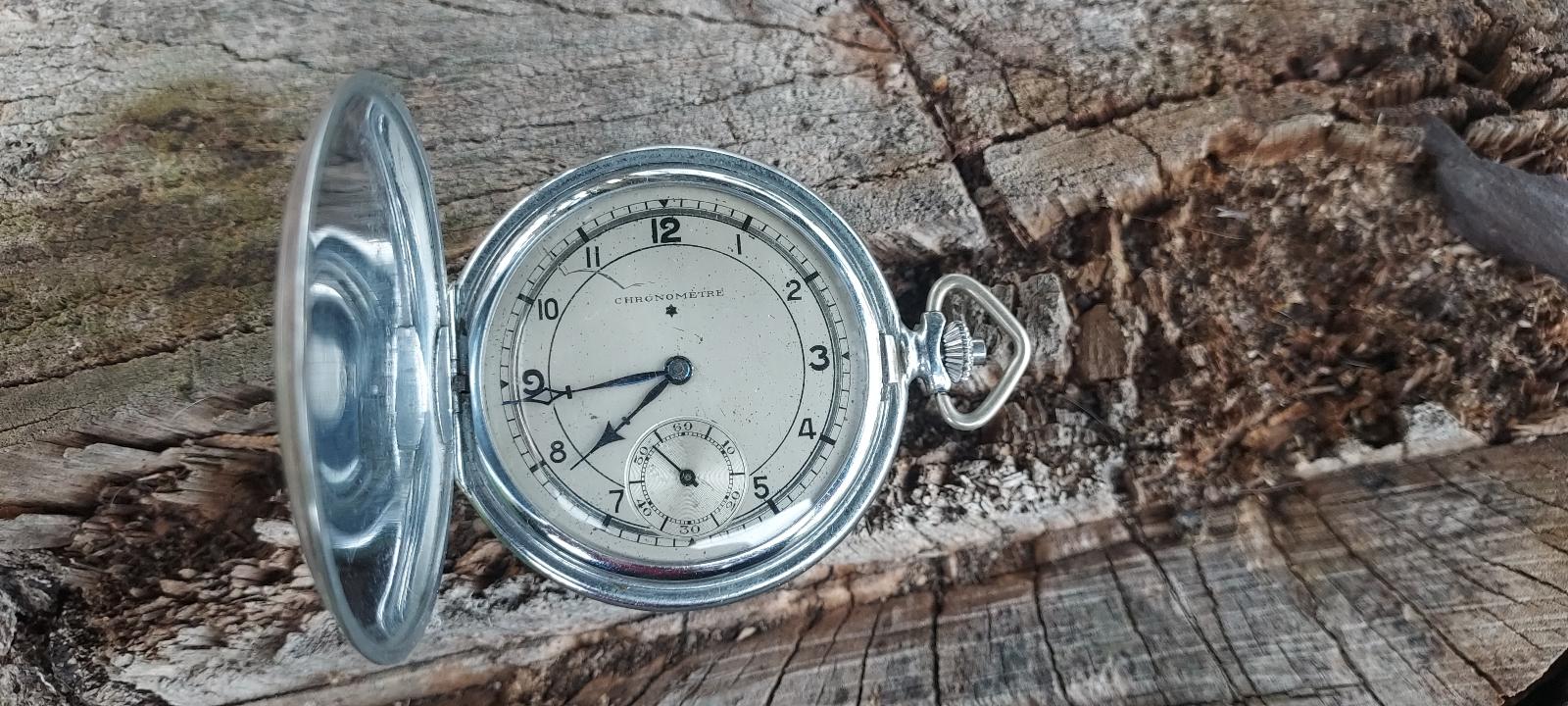 Chronometre- Art-deco, tříplášťové kapesní hodinky. - Starožitnosti