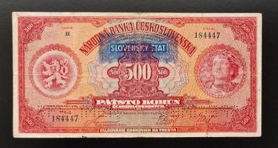 500 Ks/Kč 1929, přetisk 1939, 2 × specimen.