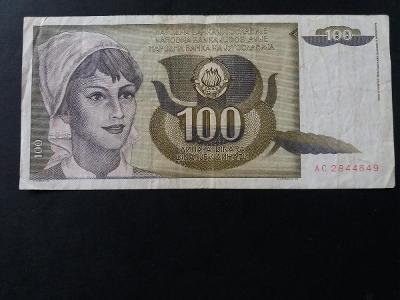100 DINARA - JUGOSLÁVIE 1991