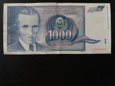 1 000 DINARA - JUGOSLÁVIE 1991