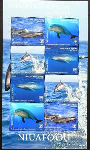 Niuafo'ou 2020, fauna - delfíni a velryby , 1ks aršík, kat. 250 Euro!