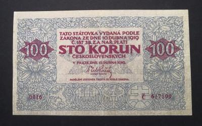100 korun 1919, serie 0016 extra vzacna,RRR !!