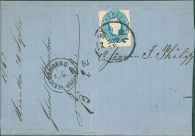 13B1540 Dopis - výstřižek, Liberec r. 1862