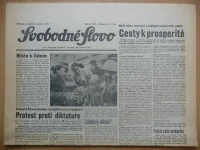 Staré noviny - Svobodné Slovo - číslo 299. - z 21. prosince roku 1990
