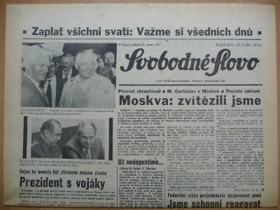 Staré noviny - Svobodné Slovo - číslo 196. - z 23. srpna roku 1991