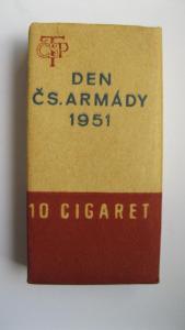 Staré cigarety z roku 1951 Den ČS. armády - vyrobeno zřejmě pro vojsko