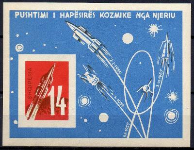 Albánie-Výzkum vesmíru 1962**  Mi.Bl.10 / 60 €