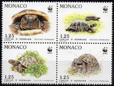 Monako-Želva zelenavá WWF 1991**  Mi.2046-2049 / 5 €