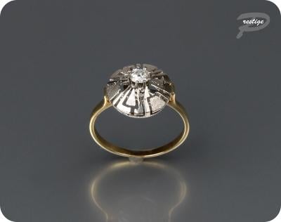 Art Deco - Luxusní prsten s briliantem Au 585/1000