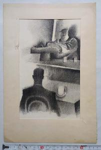 ADOLF BORN - originální kresba - časopis PIONÝR r.21 č.4 23,8x35,5 cm