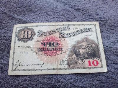 10 kronor Švédsko 1939.