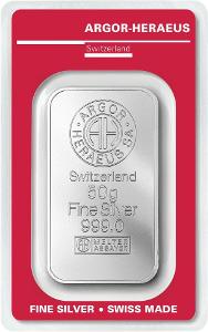 50g stříbrný slitek, Argor-Heraeus, Investiční stříbro,  999,9/1000