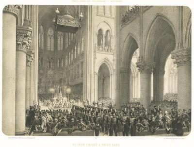 Paris Notre Dame interier, litografie, 1861