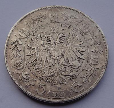 Pěkná stříbrná  5 koruna FJI - rok 1907 Vídeň  !