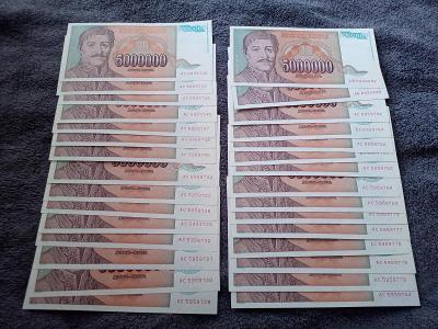 5.000.000 dinara Jugoslávie 1993. UNC