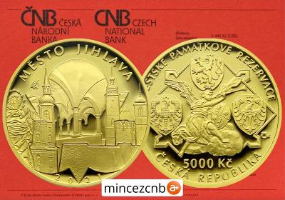 Zlatá minca ČNB 5000 Kč Mesto JIHLAVA 2021 PROOF