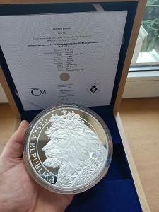 Stříbrná 3- kilogramová investiční mince Český lev 2021 s hologramem 