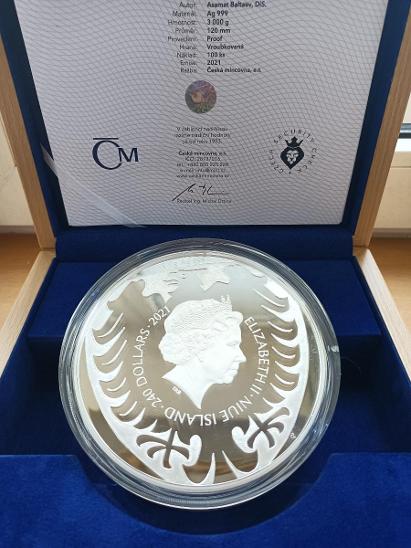 Stříbrná 3- kilogramová investiční mince Český lev 2021 s hologramem  - Numismatika