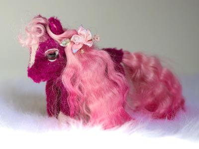 Teddy poník růžový/Růžový koníček/baby pony/autorská hračka/mohér