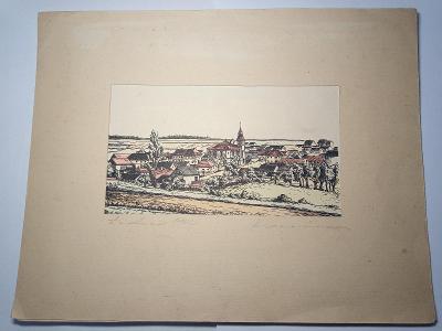 Starý obraz - LIDICE 1942 - signováno vpravo dole