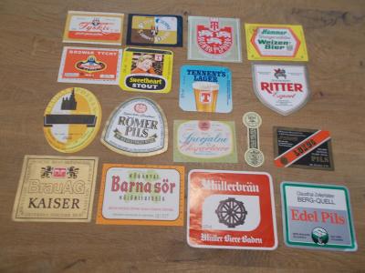 Starší zahraniční pivní etikety  - od 1kč