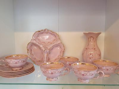 Růžový porcelán h&c,,,krásný set v jednom dekoru!!!