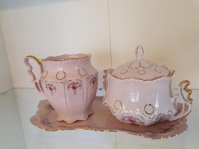 růžový porcelán h&c ,,,krásný set čajový!!!