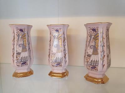 růžový porcelán h&c ,krásné 3 ks váz!!!
