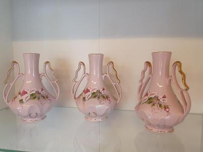 Růžový porcelán h&c,,,3 ks váz!!!