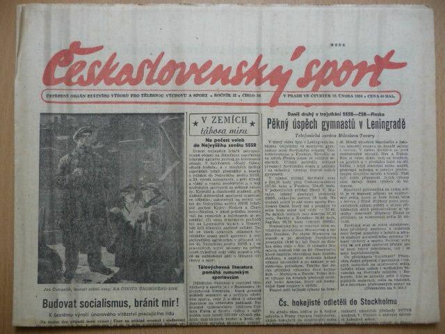 Staré noviny - Československý šport - č. 24 - z 25. februára roku 1954 - Knihy a časopisy