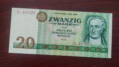 UNC NĚMECKO DDR 20 Mark 1975 Goethe