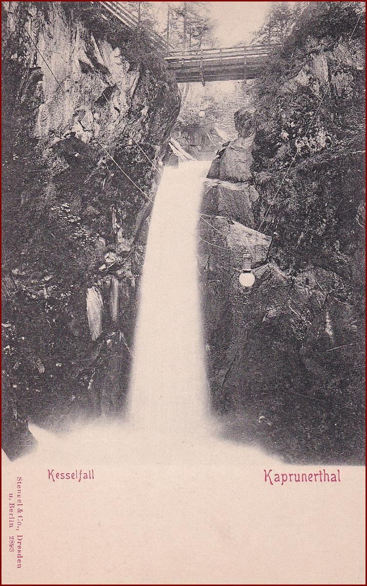 Kaprunertal * Kesselfall, vodopád, hory, Alpy * Rakúsko * Z1603 - Pohľadnice