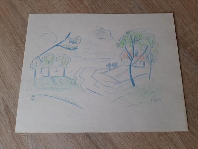 JAROSLAV GRUS- kresba na papíře, vzadu autorské razítko..