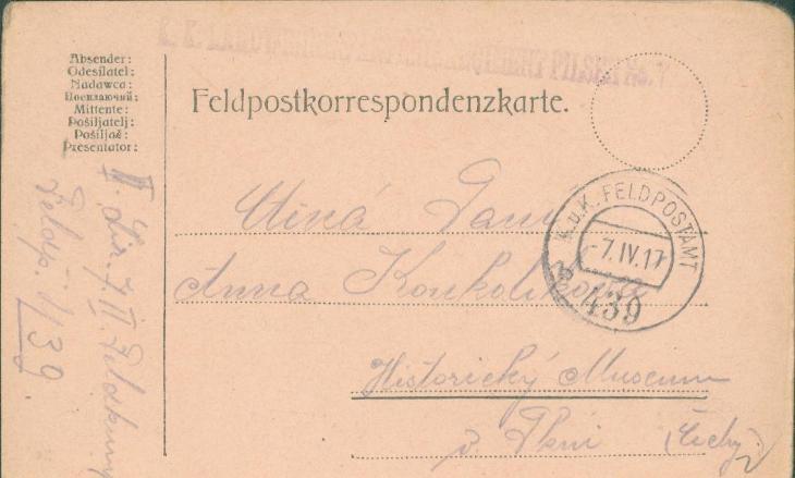 10C1347 Polní pošta - Anna Koukolíková muzeum Plzeň - Sběratelství