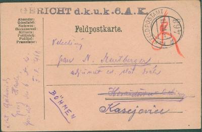 10C1349 Polní pošta - Mentbergr Kasejovice