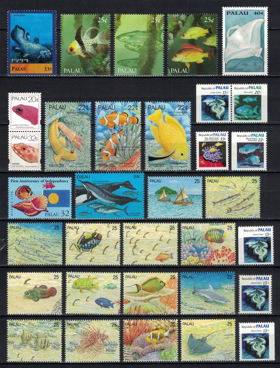 Palau - ryby - sestava 33 známek - Tematické známky