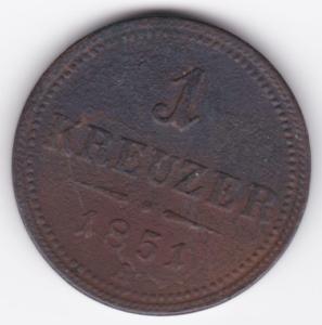 1 Krejcar 1851 A - František J.I.