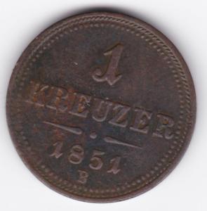 Rakousko 1 krejcar, 1851 B
