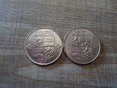 2 Kčs 1991 - LUXUSNÍ - obě mincovny!